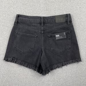 Paige Denim Shorts Womens 24 Black Noella Relaxed Cut Off High Rise Frayed Hem